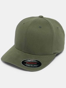 Modern checked flannel unisex cap, stretch with cotton, olive green
