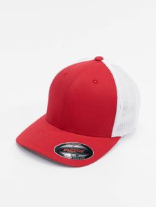 sportliche Flexfit Unisex Cap Stretch Mesh Rot/Weiß