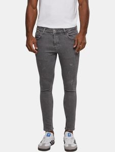 bequeme 2Y Premium Herren Jeans Skinny Fit Stretch Reißverschluss mit Baumwolle Grau