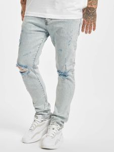 Comfortable 2Y Premium Men's Skinny Fit Stretch Jeans with Zipper, Cotton, Light Blue