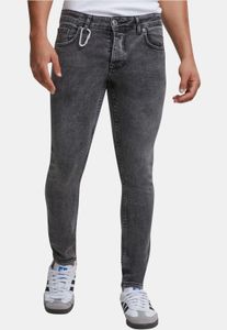 Pantalones vaqueros ajustados elásticos Casual 2Y Premium para hombre, con cremallera y de algodón, color gris.