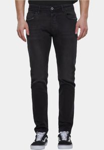 Pantalones vaqueros ajustados elásticos Modern 2Y Premium para hombre con cremallera, de algodón, color negro.