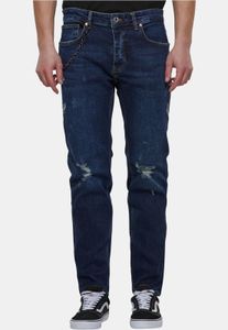 Modern 2Y Premium Men's Jeans Stretch Zipper Ribbed Cuffs with Cotton Blue