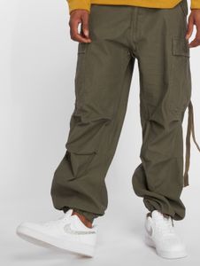 Stylish Brandit men's jeans with zipper pockets, cotton, khaki