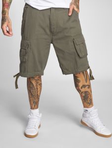 Pantalones cortos casuales para hombre de la marca Brandit, con cremalleras y bolsillos, color caqui.