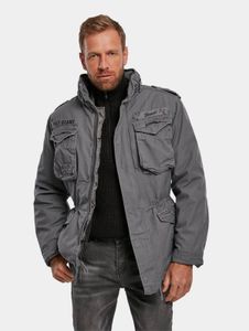 Casual Brandit men's jacket with zip and hood, cotton, grey