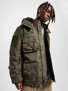 stylische Brandit Herren Jacke Reißverschluss Taschen Khaki