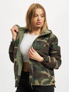 Veste Brandit simple pour femme, avec fermeture éclair, capuche et motif camouflage.