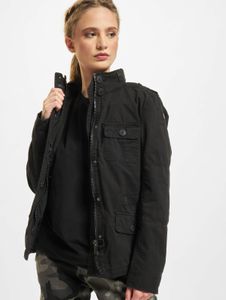 Simple Brandit women's jacket with zippers, pockets, cotton, black