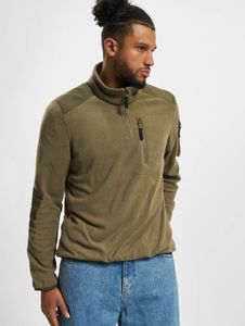 Sudadera moderna para hombre de la marca Brandit con cremallera, de felpa, color caqui.