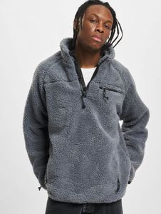 bequemer Brandit Herren Troyer aus Teddy-Fleece Sweater mit Stehkragen Grau