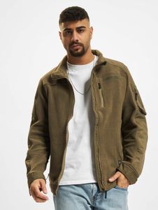modern Brandit men's jacket with zippers and pockets, khaki