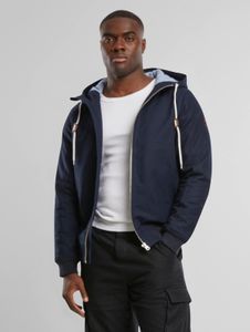 Giacca da uomo semplice Brandit con coulisse e cerniera, in cotone, blu navy