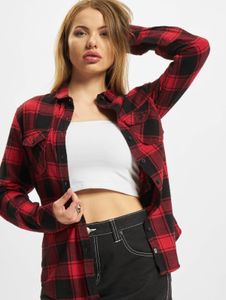 Modern Brandit women's polo shirt with pockets, cotton, red/black
