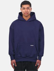 Sweat à capuche homme moderne à coupe ajustée, poignets et capuche côtelés, coton, bleu marine