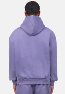 Sweat à capuche décontracté pour homme, coupe ajustée, poignets et capuche côtelés, 100% coton, violet