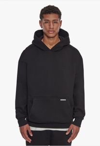 Felpa con cappuccio da uomo moderna, taglia drop-size, in cotone, nera