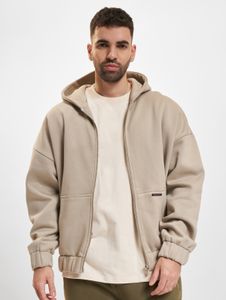Felpa con cappuccio da uomo Bazix Republiq, morbida, con zip, polsini a coste, in cotone, beige