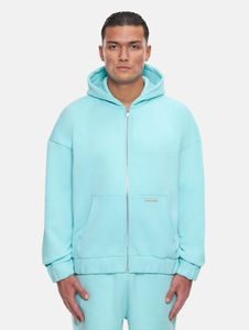 Comfortable Bazix Republiq men's hoodie with zip and hood, 430 g/m² cotton, light blue