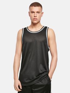 T-shirt da uomo Modern Build Your Brand con polsini a coste, tessuto a rete, 130 g/m², colore nero/bianco.