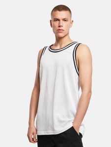 lässiges Build Your Brand Herren T-Shirt Rippbündchen Mesh 130 g/m² Weiß/Schwarz
