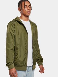 Chaqueta informal para hombre Build Your Brand, con cordón ajustable y cremallera, 75 g/m², verde oliva.