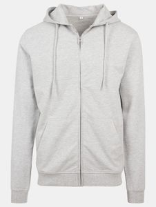 Sweat à capuche homme Casual Build Your Brand, gris, avec poches extensibles, poignets côtelés et 100 % coton.
