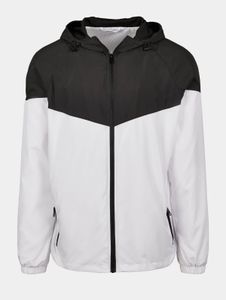 Modern Build Your Brand men's jacket with drawstring and zipper, 78 g/m², white/black