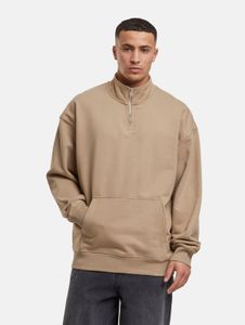 Sweat-shirt décontracté DEF pour homme, fermeture éclair, poignets côtelés, coton, beige