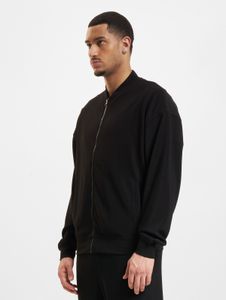 Modern DEF men's jacket, stretch, zip, ribbed cuffs, black