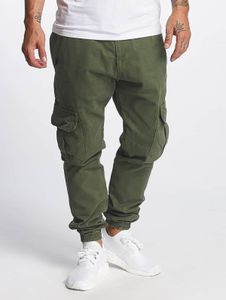 Pantalones vaqueros modernos DEF para hombre con bolsillos con cremallera, de algodón color caqui.