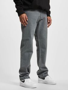 Pantalones vaqueros modernos DEF para hombre, corte recto, cierre de cremallera, algodón, gris.