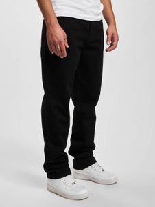 Eleganti jeans da uomo DEF, vestibilità dritta, trapuntati con tasche in cotone, neri