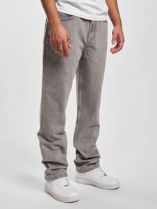 Pantalones vaqueros modernos DEF para hombre, corte recto, acolchados con algodón, color gris, con bolsillos.