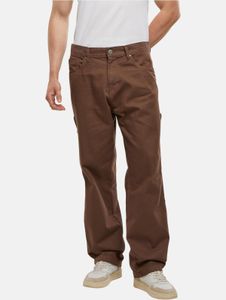 Jean DEF pour homme, coupe droite, cordon de serrage, braguette zippée, coton, marron