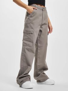 Stylish DEF women's jeans with zipper pockets, cotton, grey