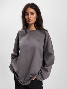 weiches DEF Damen Sweatshirt Rippbündchen mit Baumwolle Grau