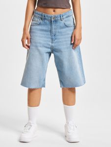 Pantalones cortos de verano DEF para mujer con cremallera, de algodón, color azul.