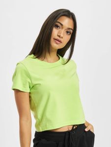 Cómoda camiseta elástica de mujer DEF con algodón, color verde lima.