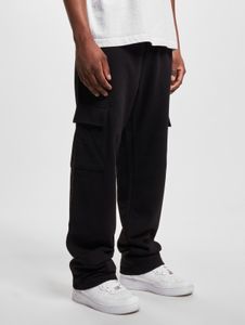 Pantalones cómodos de hombre DEF con cordón ajustable y bolsillos, confeccionados en algodón, color negro.