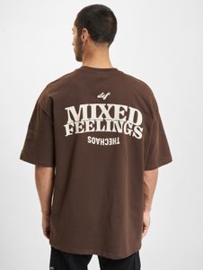 Comoda t-shirt da uomo DEF con polsini a coste, in cotone, marrone