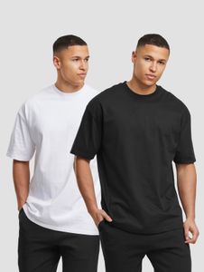 Camiseta moderna DEF de talla grande para hombre, de algodón, color negro/blanco.