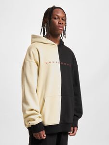 Sudadera cómoda Dangerous DNGRS para hombre con capucha ajustable con cordón, de algodón, color negro/beige.