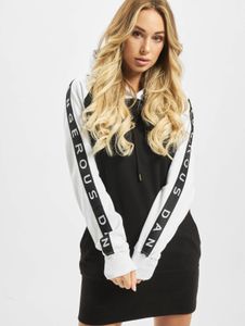 Vestido ligero Dangerous DNGRS para mujer con cordón ajustable y capucha, 280 g/m², algodón, negro/blanco