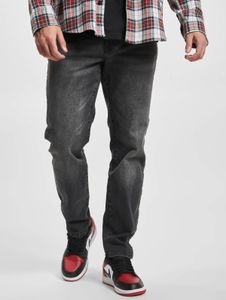 Pantalones vaqueros de hombre Modern Denim Project, corte recto, elásticos, con cremallera y de algodón gris.