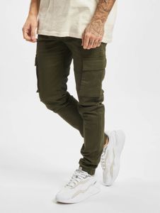 Comfortable Denim Project men's stretch jeans with zip pockets, cotton, olive green