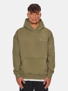 Sudadera unisex informal de corte holgado con bolsillos y capucha, confeccionada en algodón de color caqui.