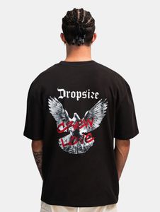 Modern drop-size men's T-shirt with cotton, black