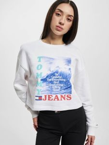 Felpa casual da donna Tommy Jeans in cotone, bianca