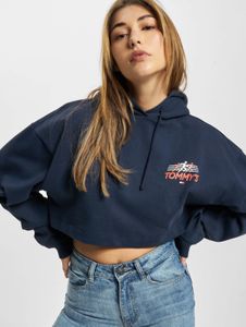 Felpa con cappuccio da donna Tommy Jeans, morbida, con coulisse e polsini a coste, in cotone, blu.